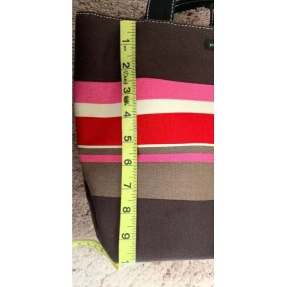 Pristine Canvas Shoulder Bag Brown And Pink‎ Multiple Compartments - Picture 8 of 11